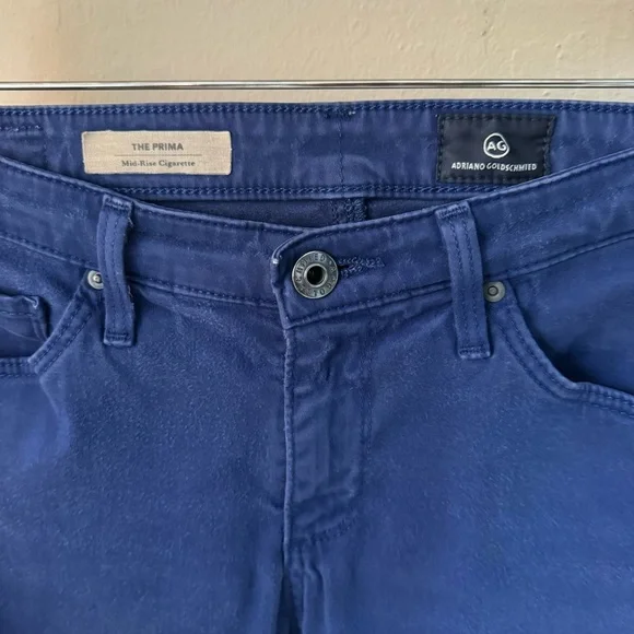 AG Adriano Goldschmidt Prima Cigarette Mid-Rise Stretch Sateen Jeans Royal Blue - Picture 8 of 15